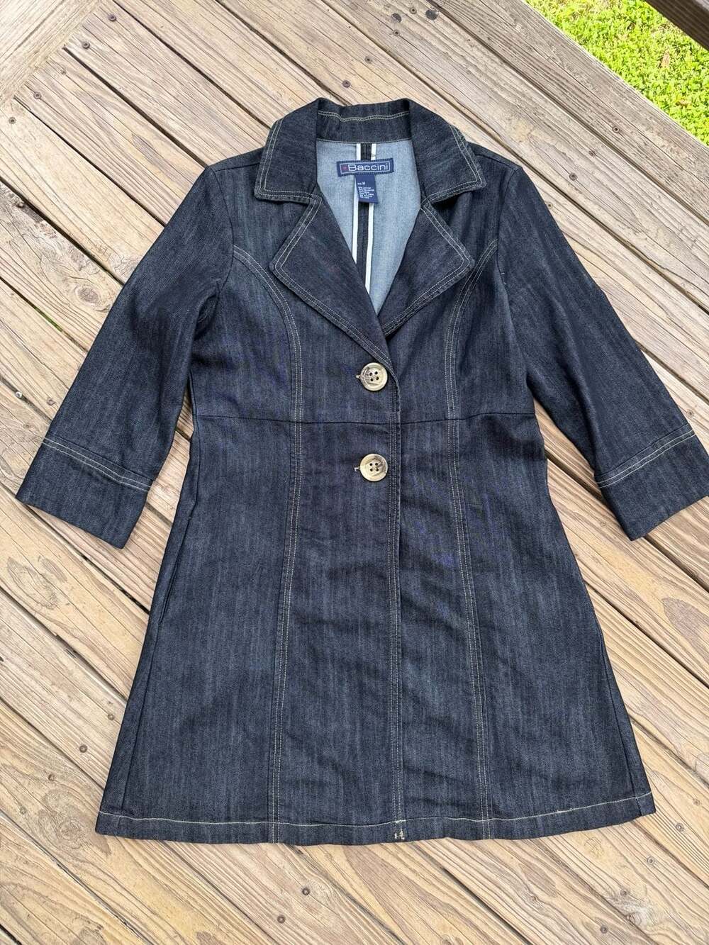 Baccini Dark Denim Trench Coat